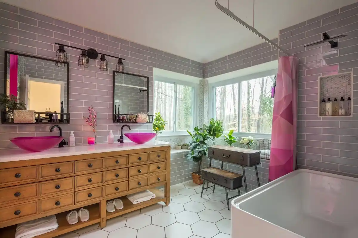 Bathroom renovation after water damage restoration in Wahoo