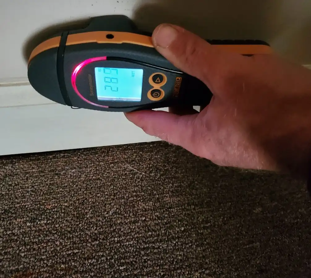 Moisture detection at baseboard during Sewage Cleanup & Sanitation in Wahoo